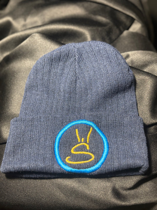 WEEKLY SCHEDULE Logo Beanie - Blue w/Light Blue & Gold Logo