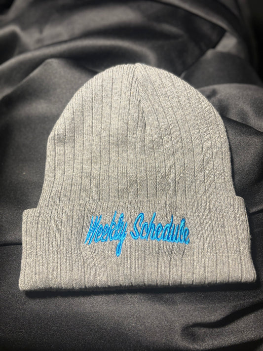 WEEKLY SCHEDULE Logo Beanie - Gray w/Blue Script