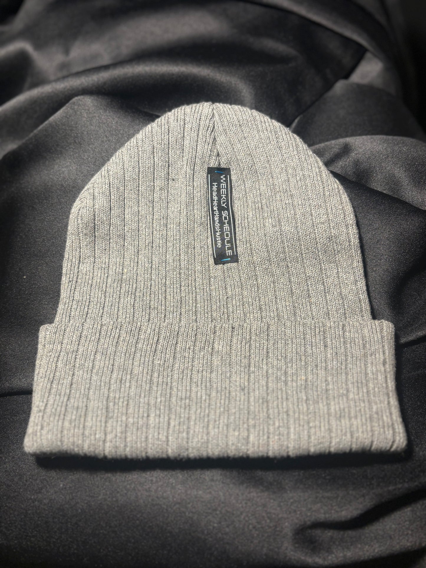 WEEKLY SCHEDULE Logo Beanie - Gray w/Blue Script