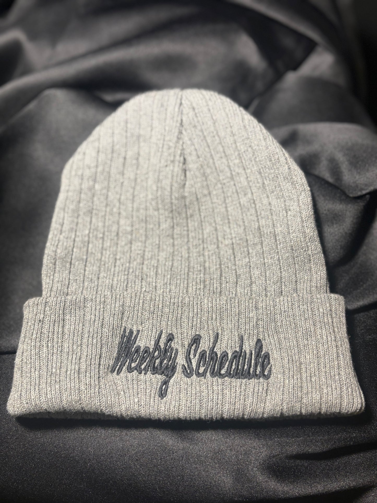 WEEKLY SCHEDULE Logo Beanie - Gray w/Black Script